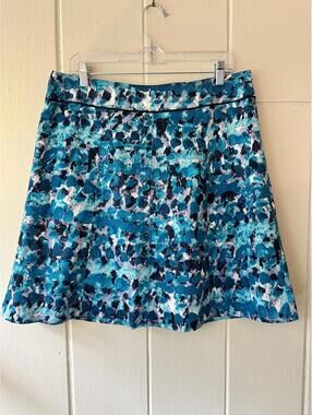 Ann Taylor Blue Watercolor A-line skirt Size 12P Petite